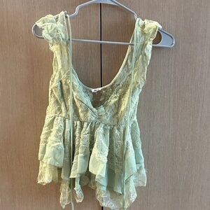 Kimchi Blue Pale Mint Lace Peplum Camisole